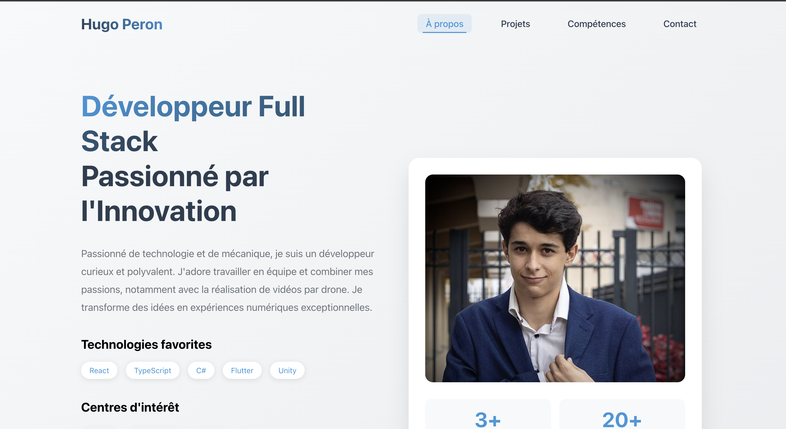 Capture d'écran du projet Portfolio Développeur - Portfolio personnel moderne présentant mes compétences en développement web avec projets et expériences.
